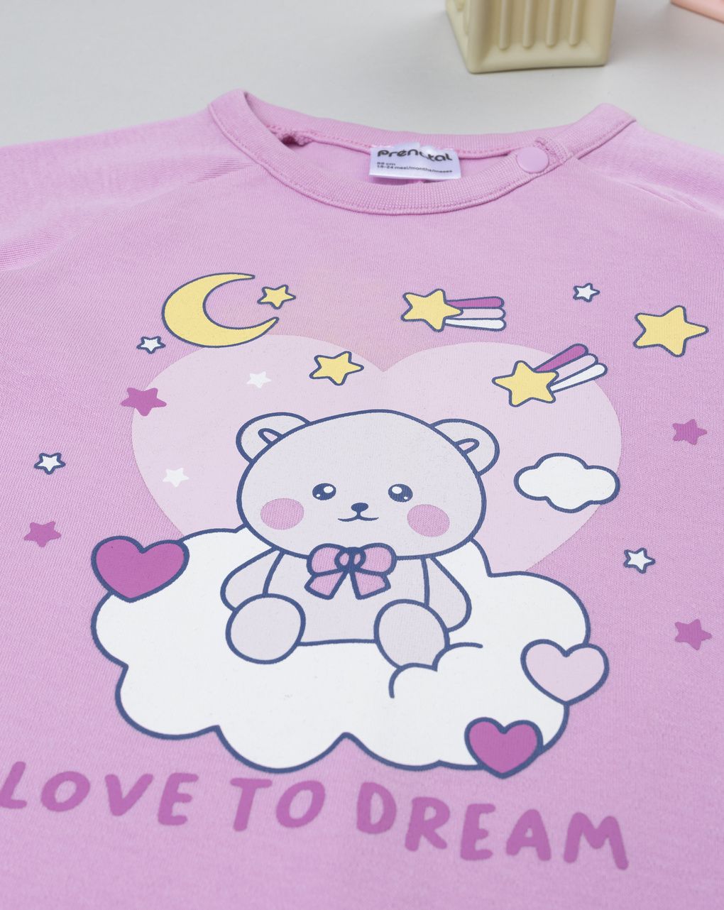 Pigamone leggero bimba orso rosa