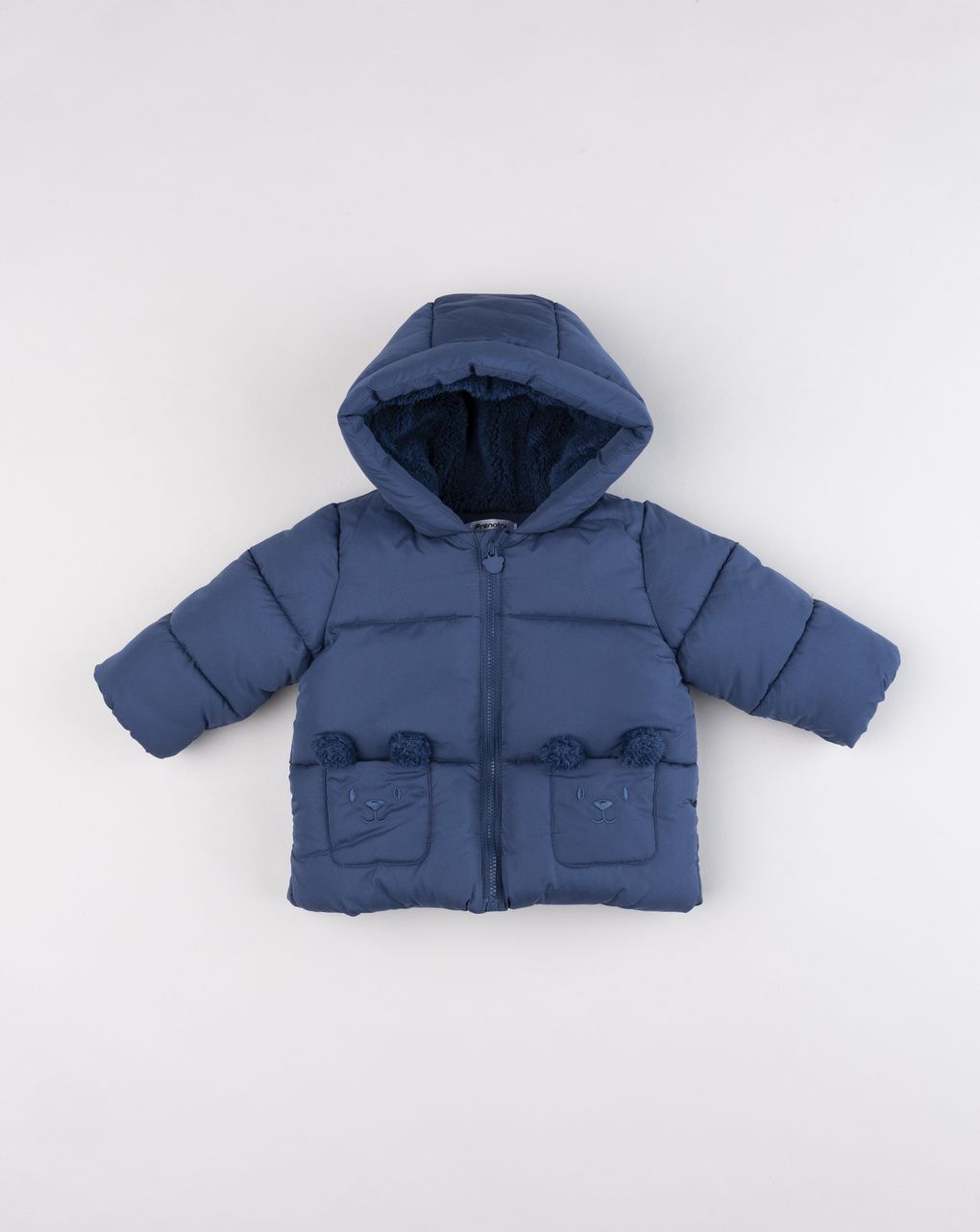 Giubotto neonato blu con cappuccio e tasche