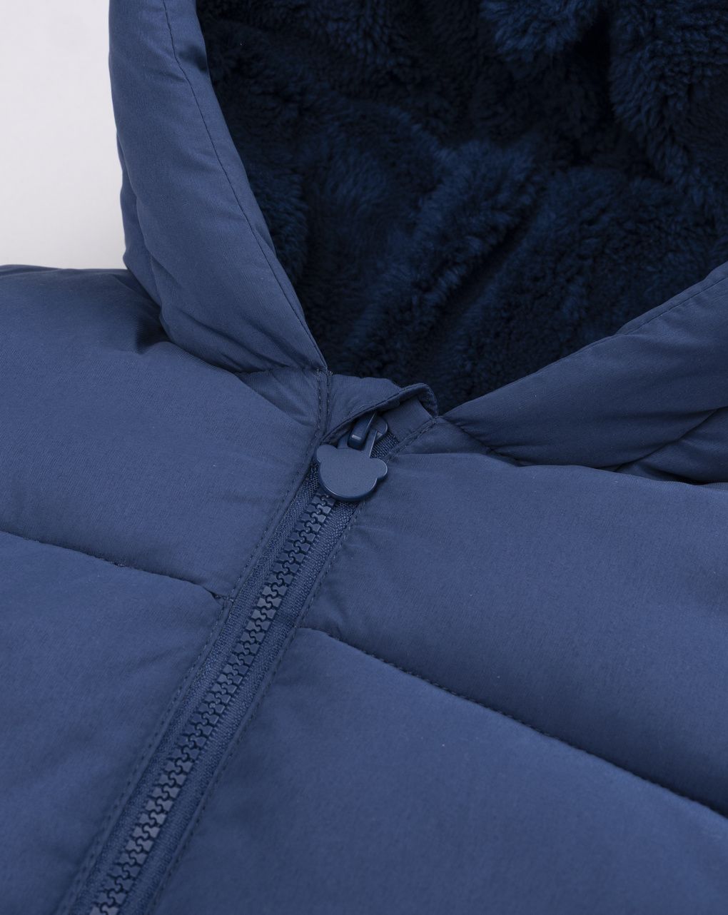 Giubotto neonato blu con cappuccio e tasche