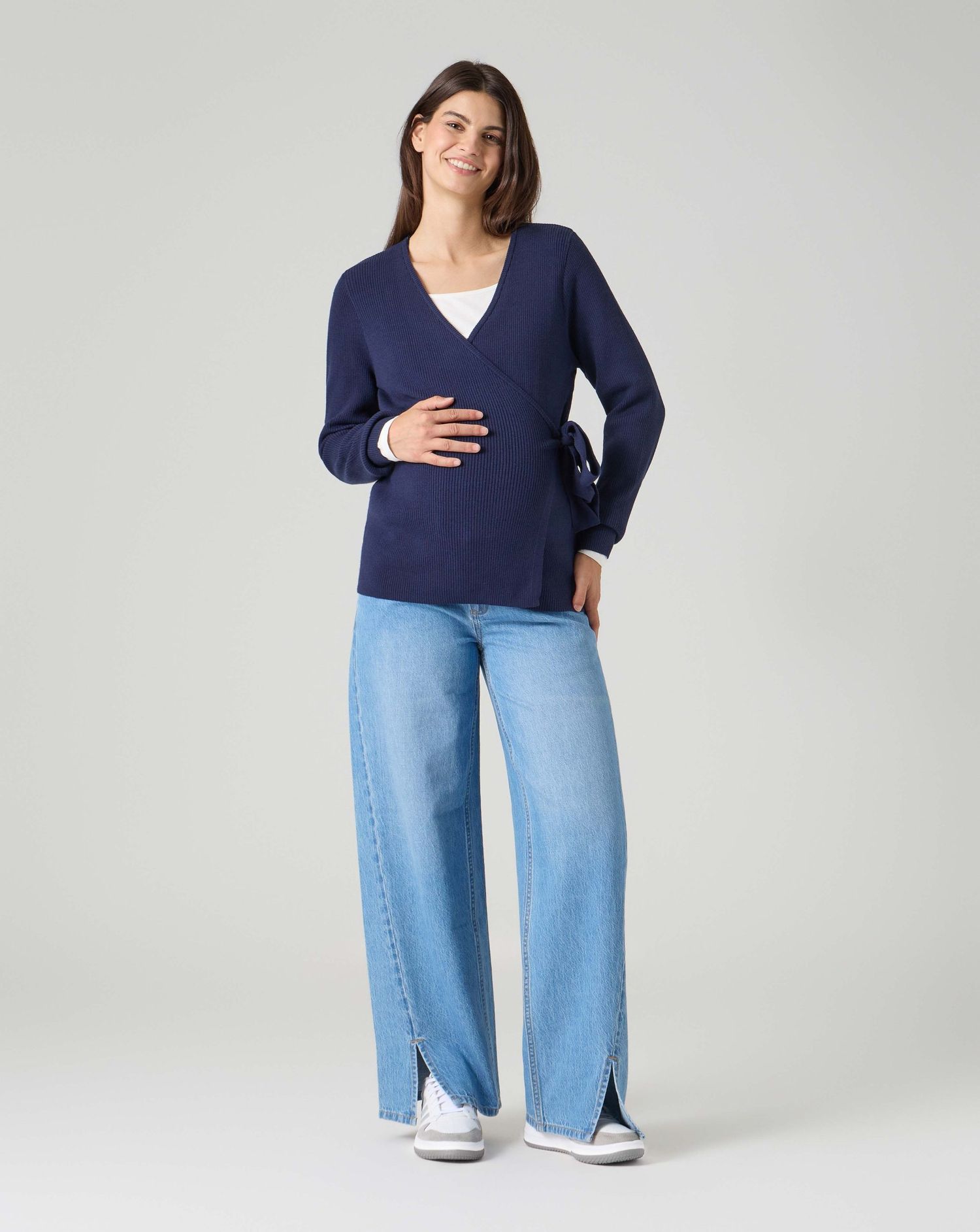 Cardigan premaman con lacci blu scuro
