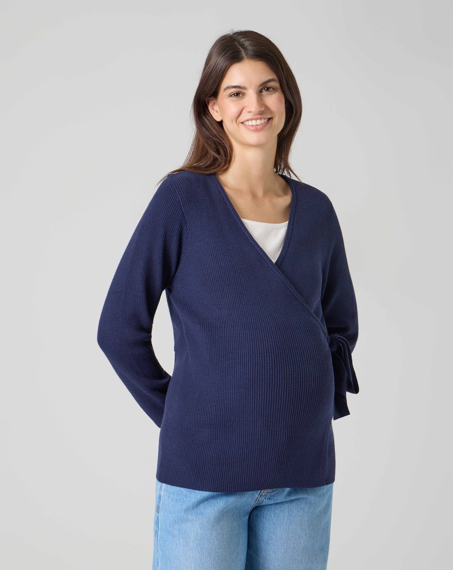 Cardigan premaman con lacci blu scuro