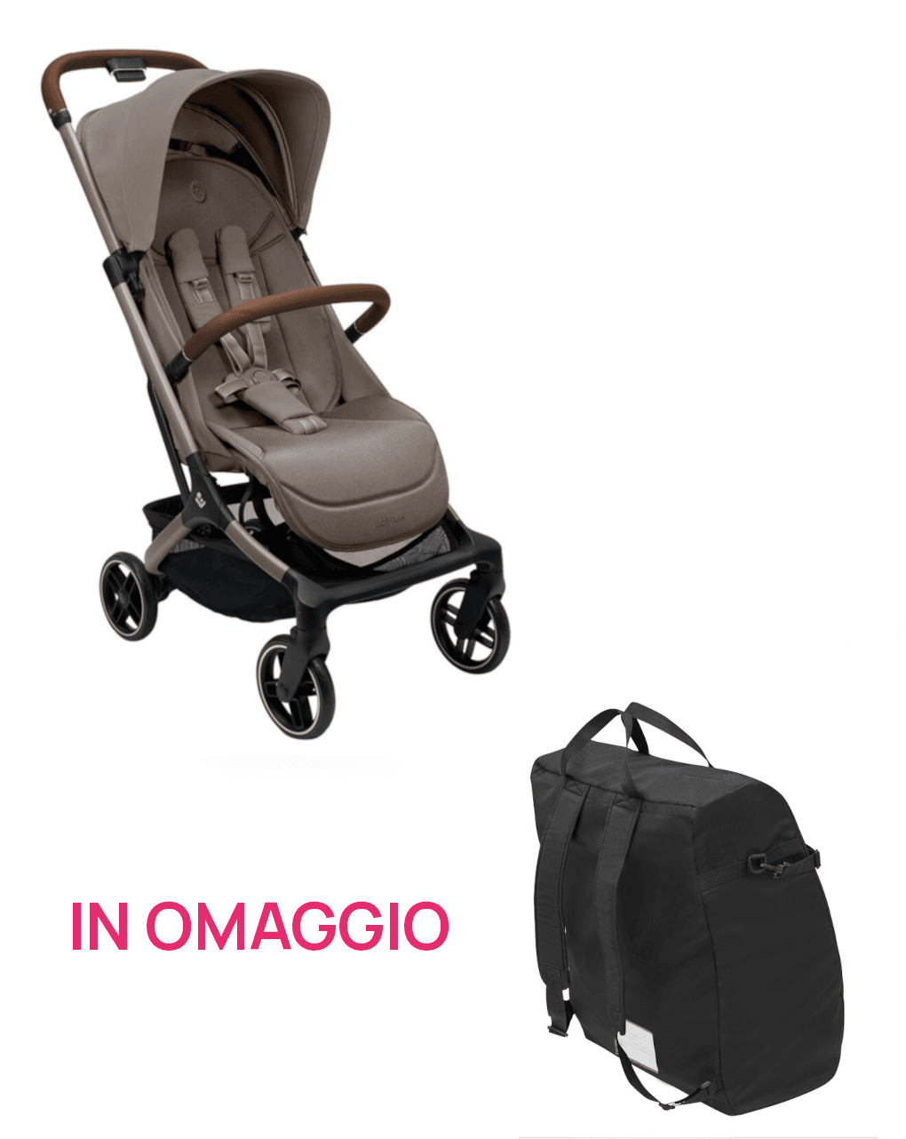 Passeggino oxford cabin oak truffle + borsa viaggio black in omaggio - maxi cosi
