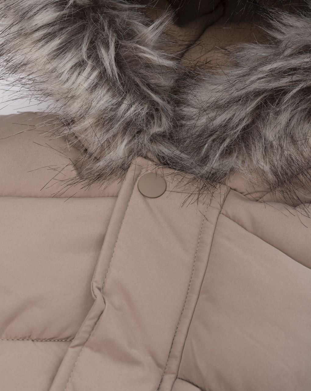 Giubbotto imbottito bimbo beige con cappuccio in finta pelliccia