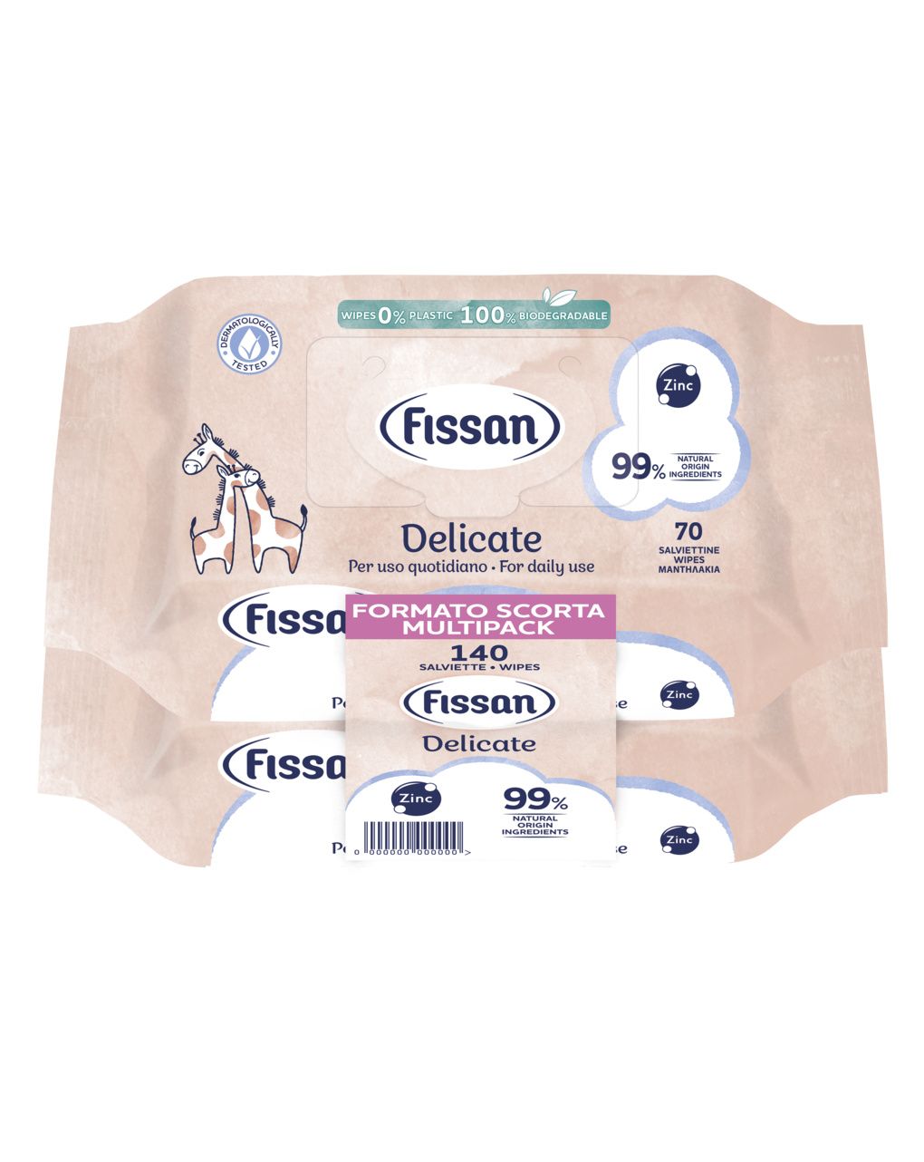 Salviettine delicate bipacco (140pz)  - fissan