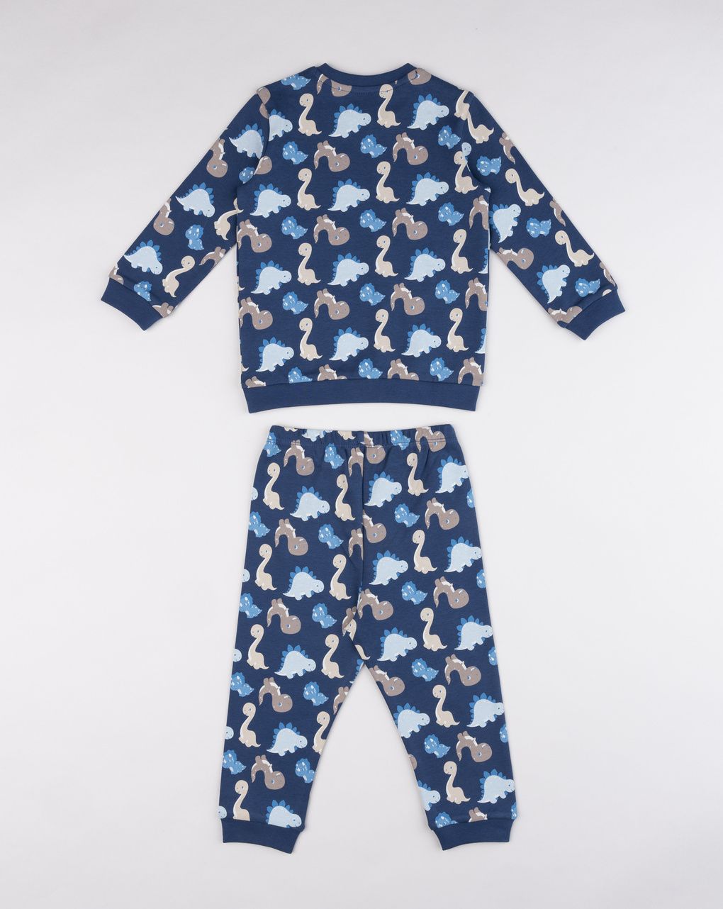 Pigiama interlock lungo due pezzi bimbo blu "dino"