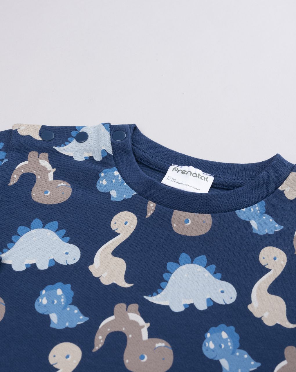 Pigiama interlock lungo due pezzi bimbo blu "dino"