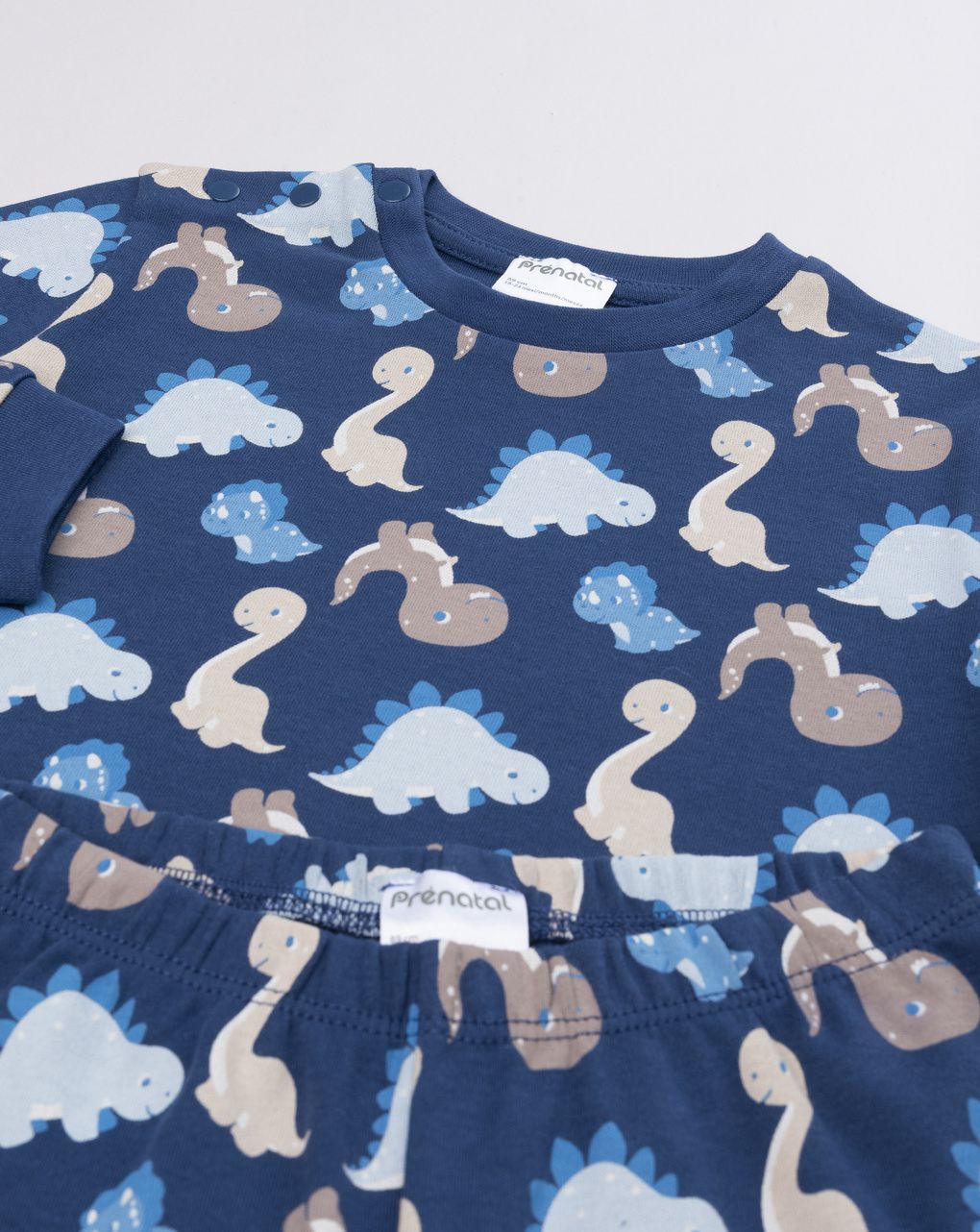 Pigiama interlock lungo due pezzi bimbo blu "dino"