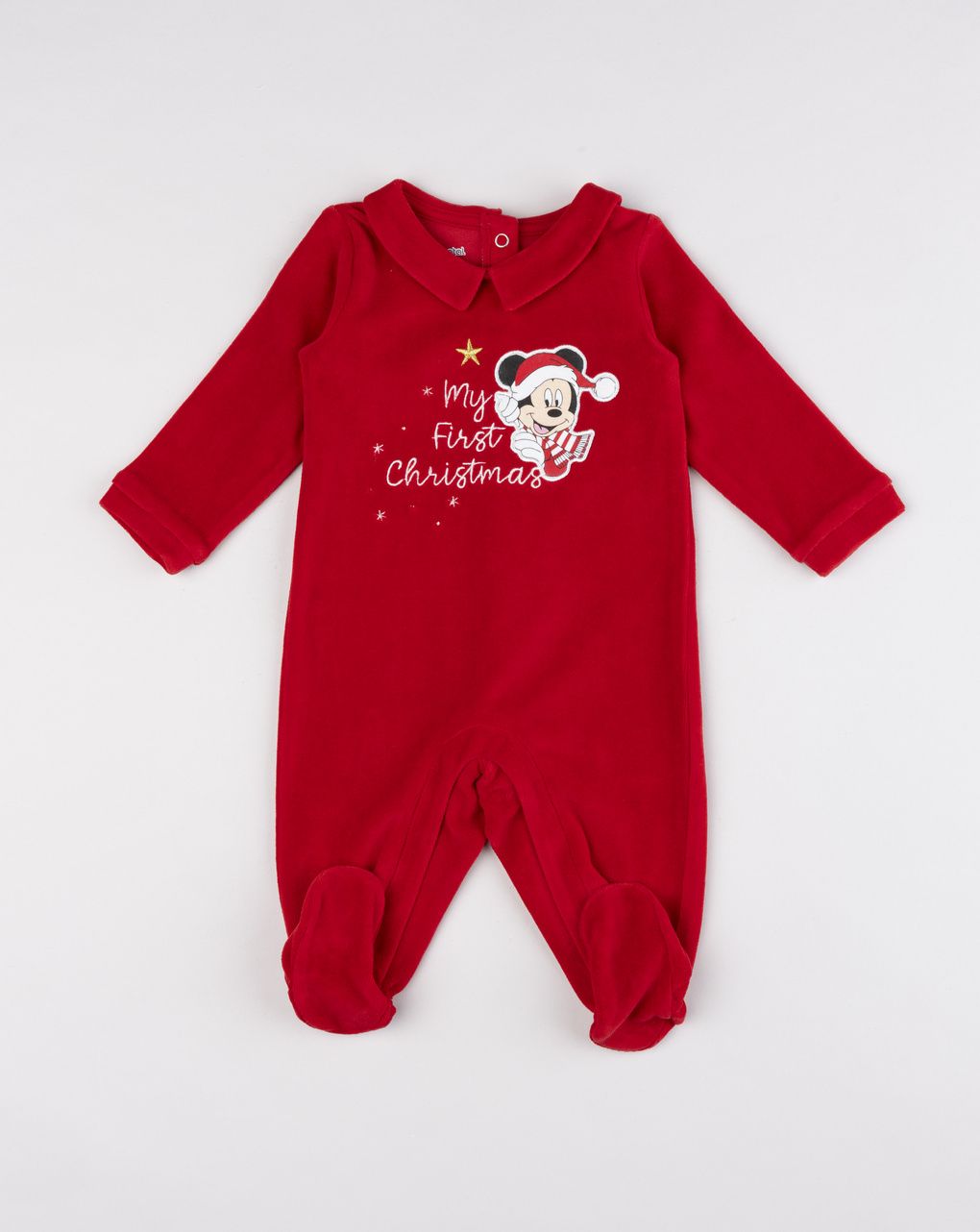 Tutina ciniglia mickey mouse rosso neonato