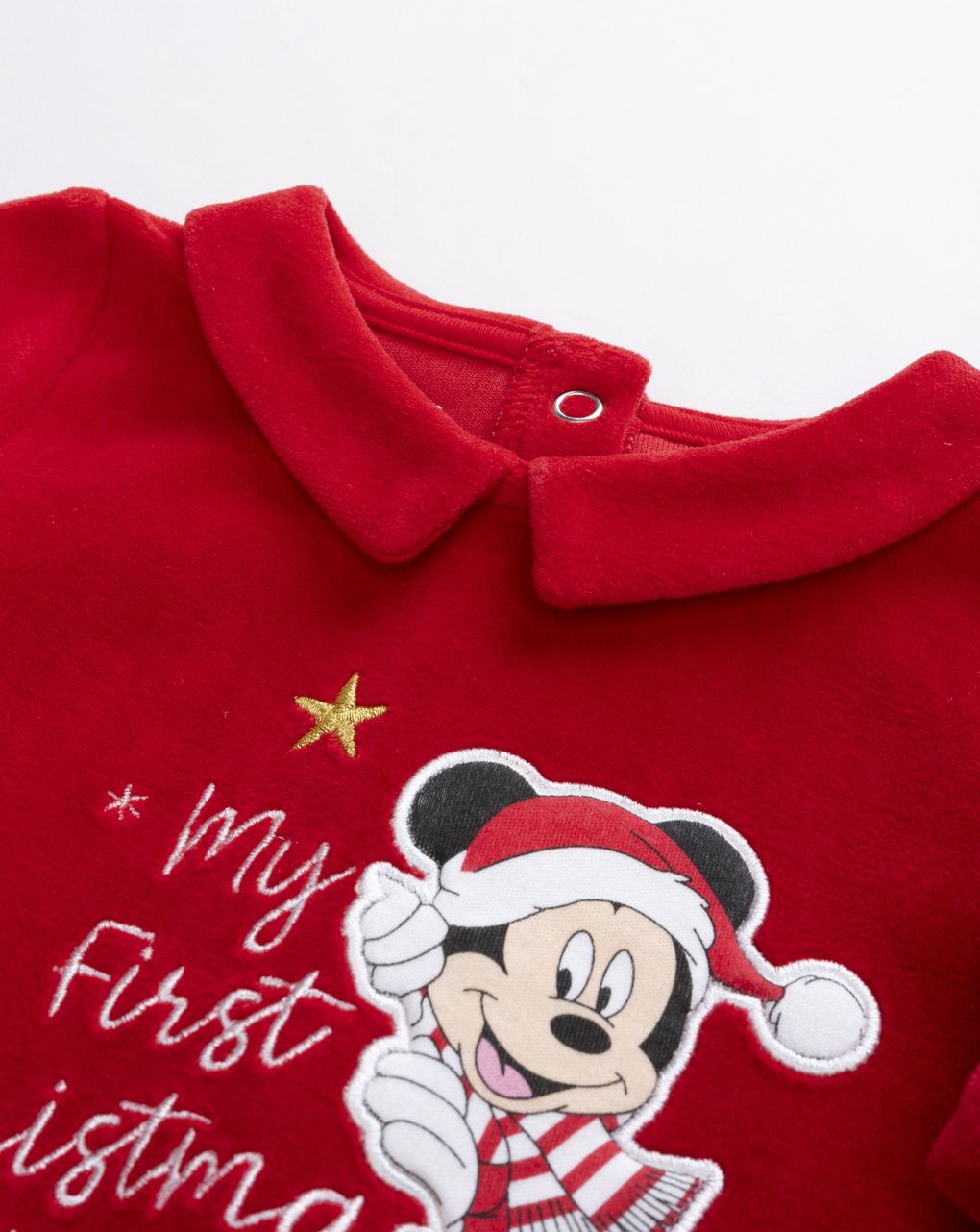 Tutina ciniglia mickey mouse rosso neonato