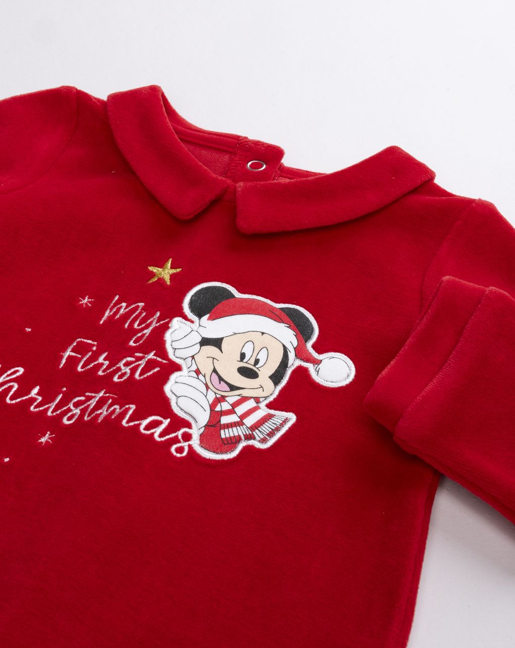Tutina ciniglia mickey mouse rosso neonato