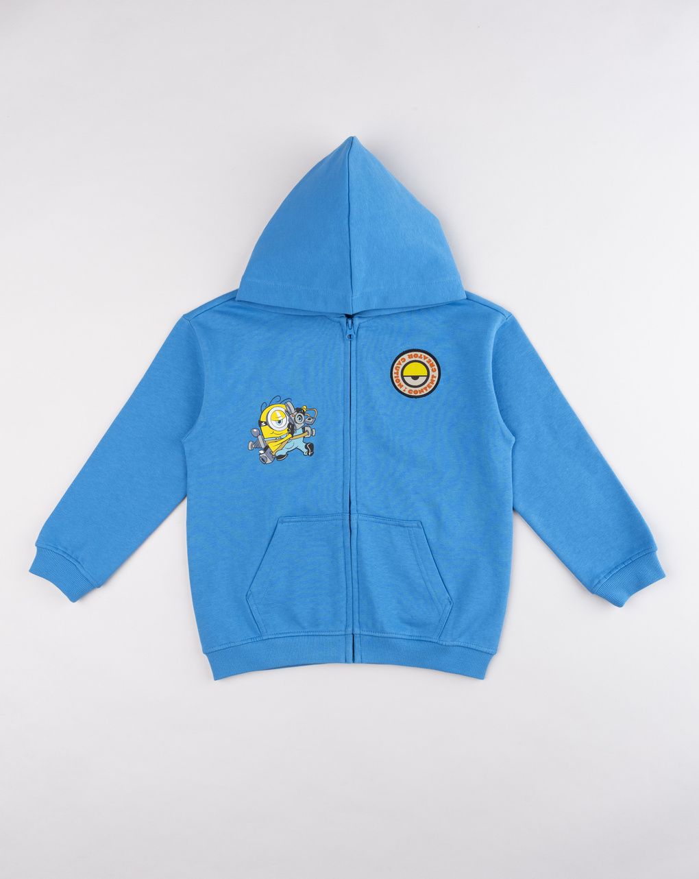 Felpa azzurra con cappuccio e zip bambino minions