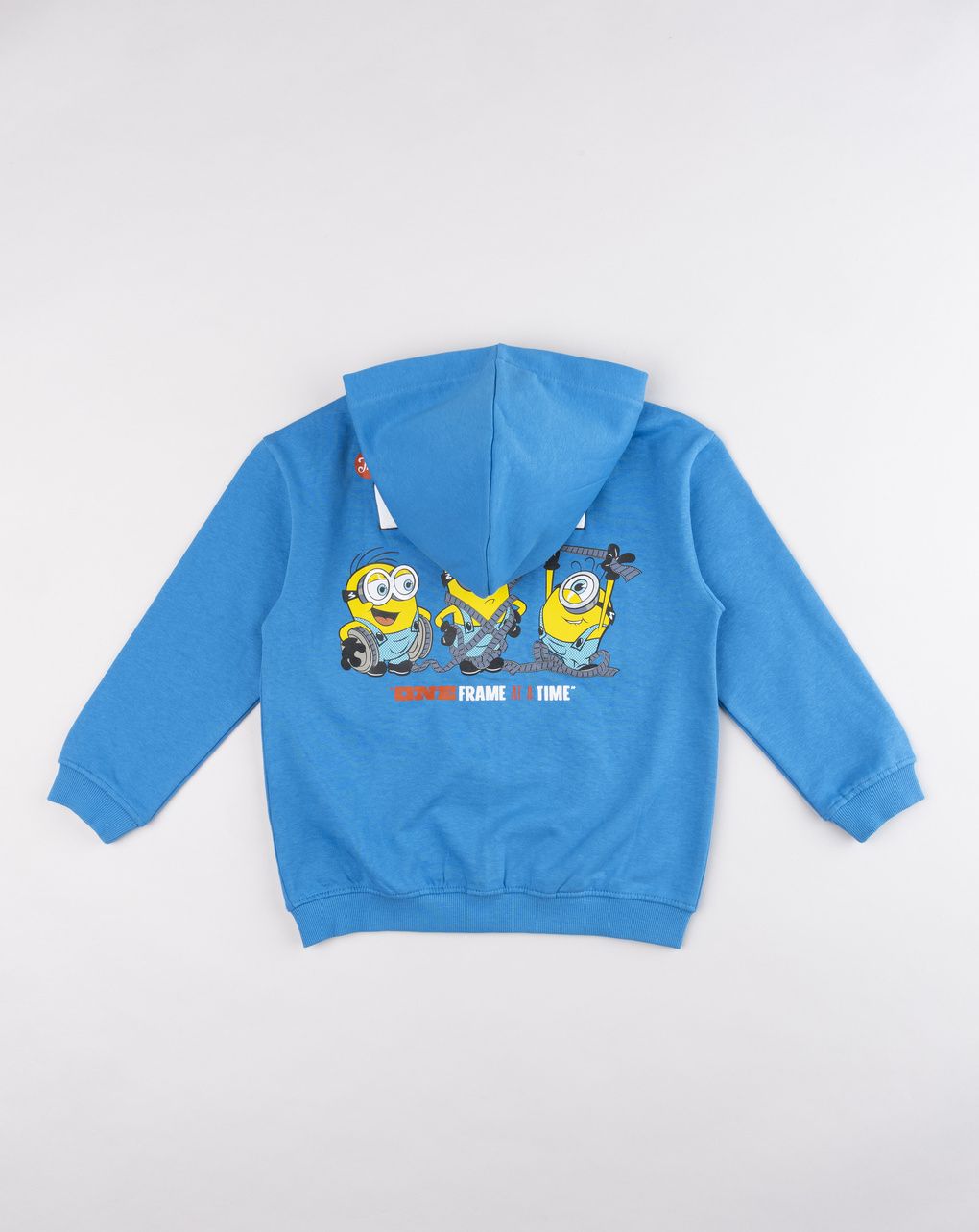 Felpa azzurra con cappuccio e zip bambino minions