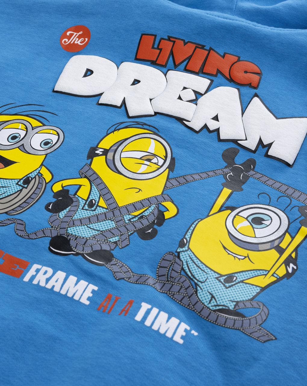 Felpa azzurra con cappuccio e zip bambino minions