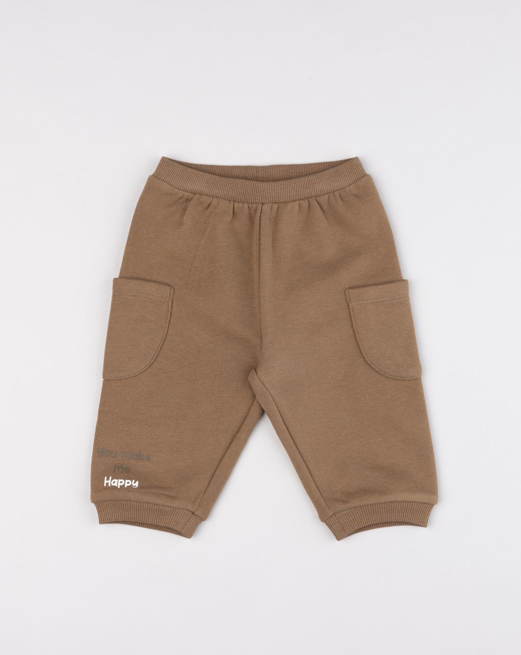 Pantalone felpato bimbo marrone con tasconi