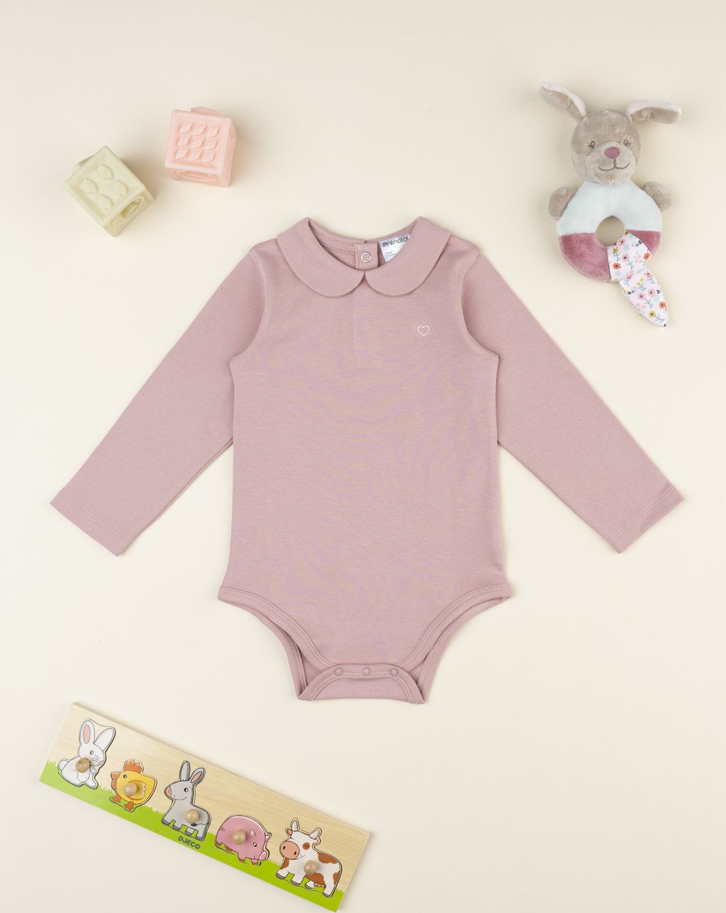 Body bimba neonato rosa antico colletto