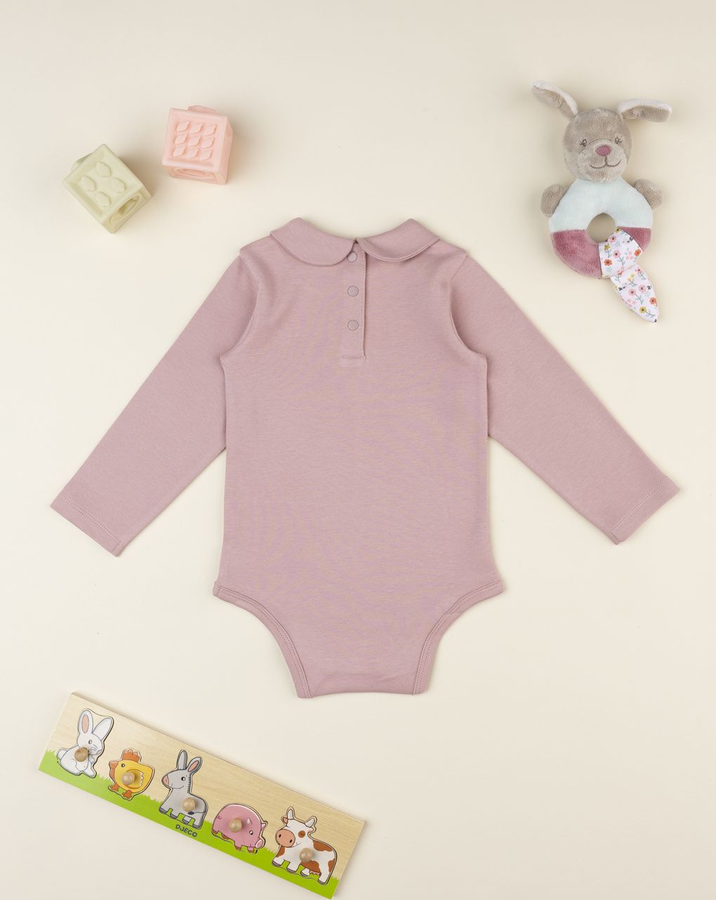Body bimba neonato rosa antico colletto