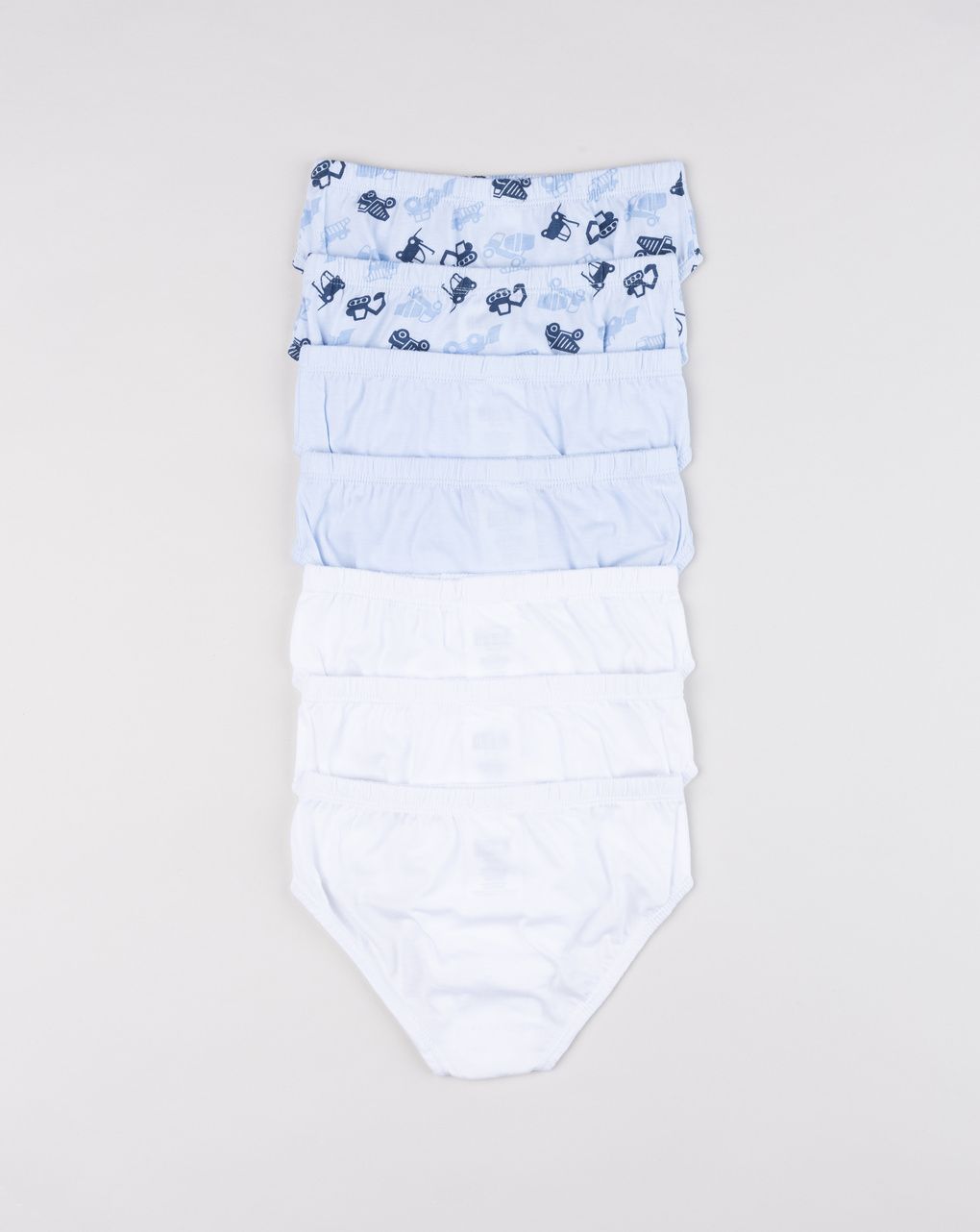 Set 7 pezzi slip da bambino stampe ruspe