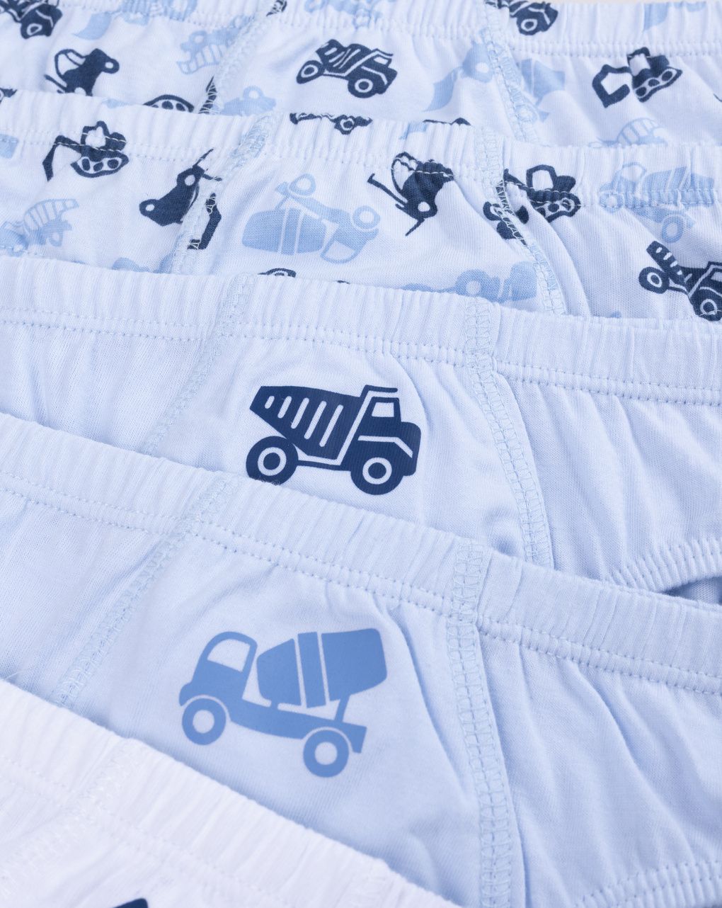 Set 7 pezzi slip da bambino stampe ruspe