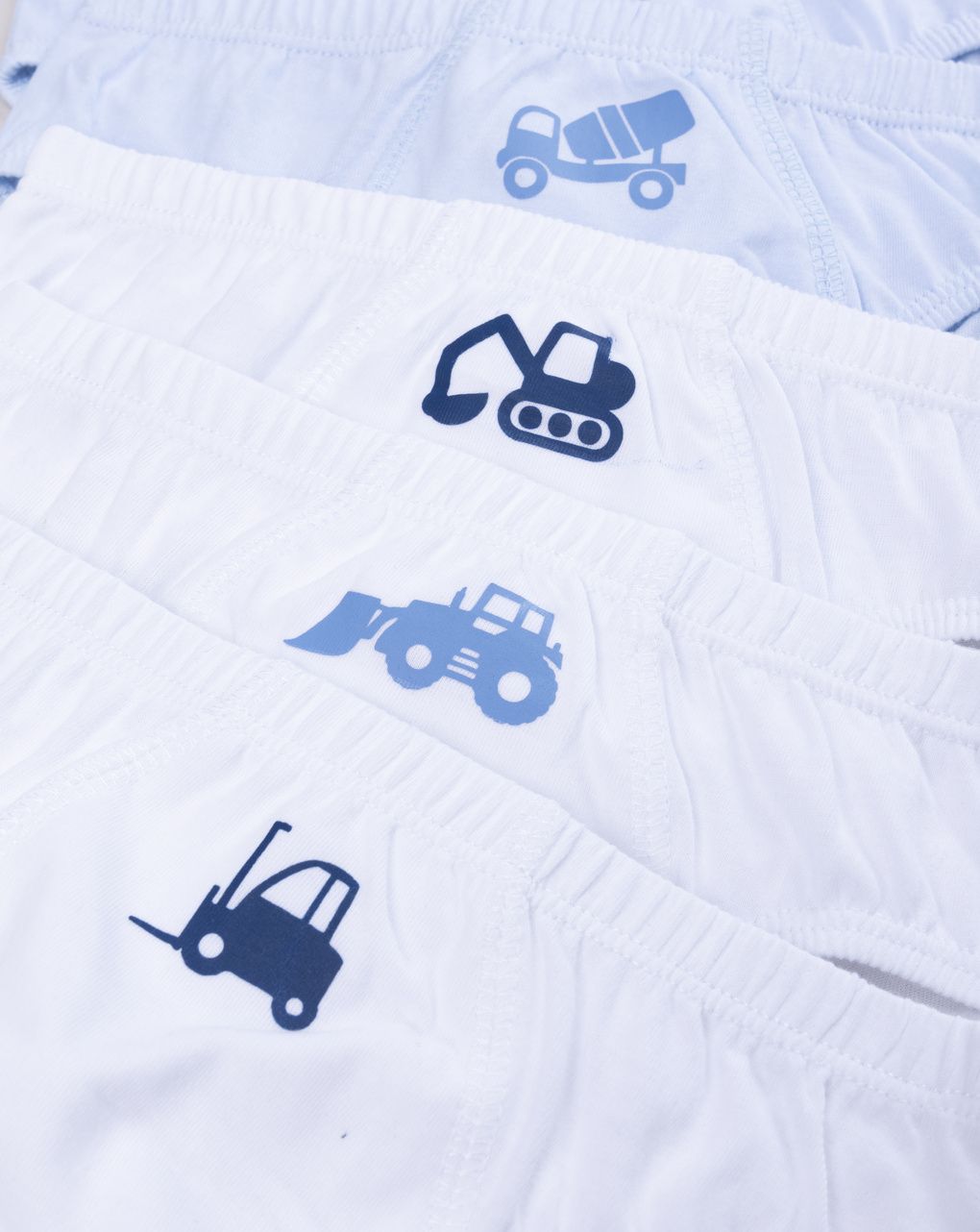 Set 7 pezzi slip da bambino stampe ruspe