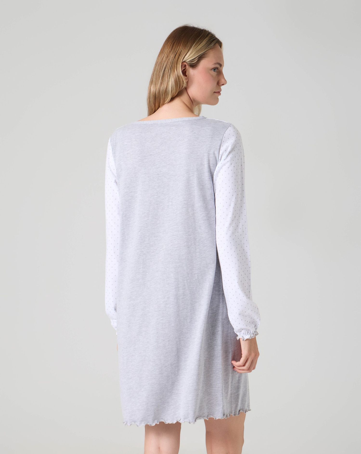 Camicia da notte premaman pois grigio chiaro melange