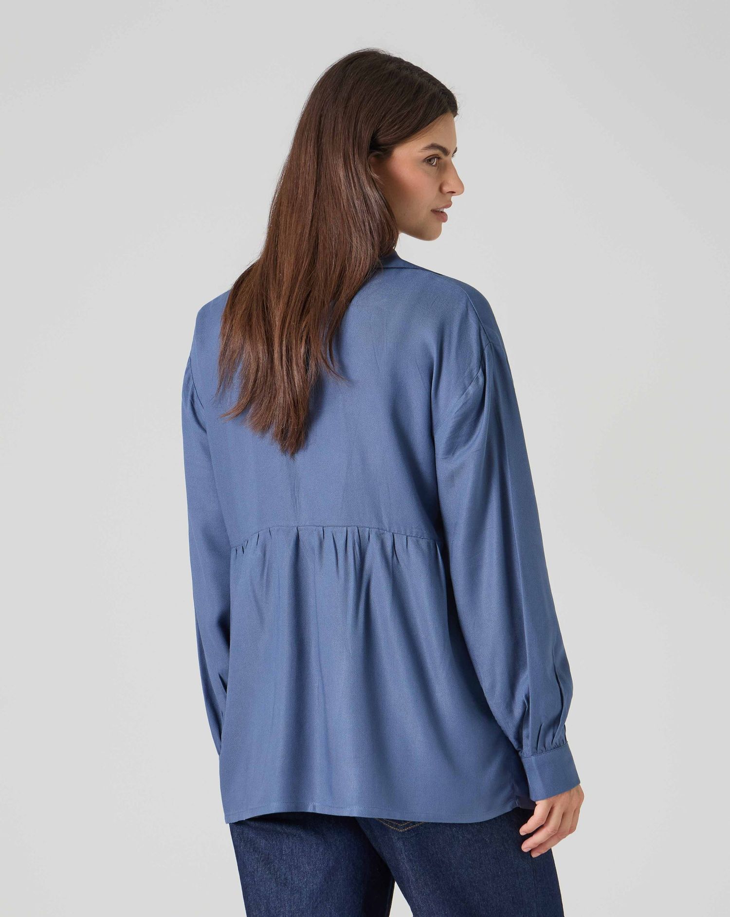 Camicia premaman viscosa soft blue a manica lunga azzurro medio