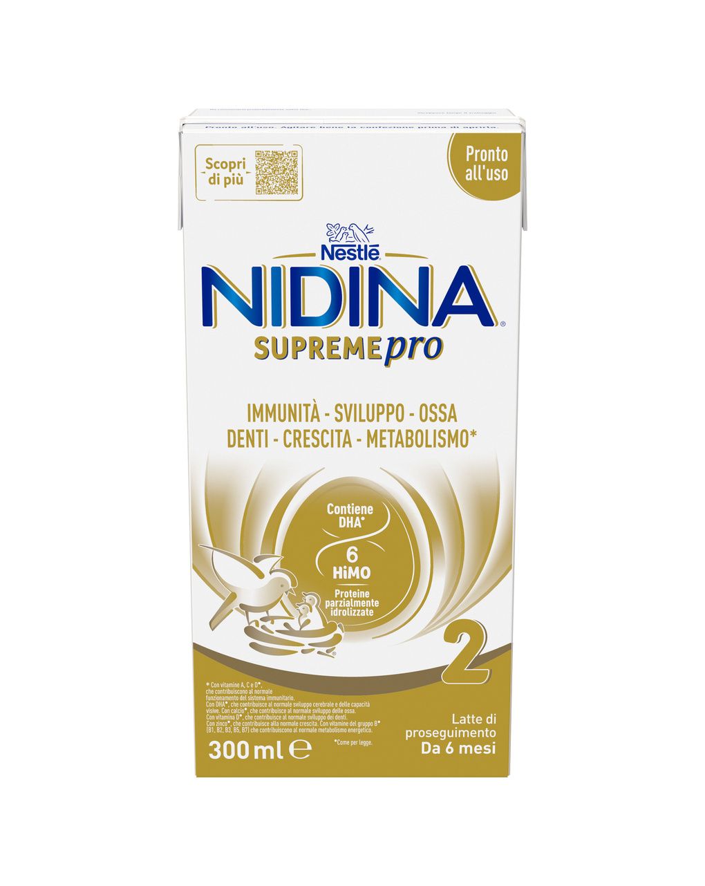 Nidina supremepro 2 latte di proseguimento liquido da 6 mesi brick da 300ml - nestle'