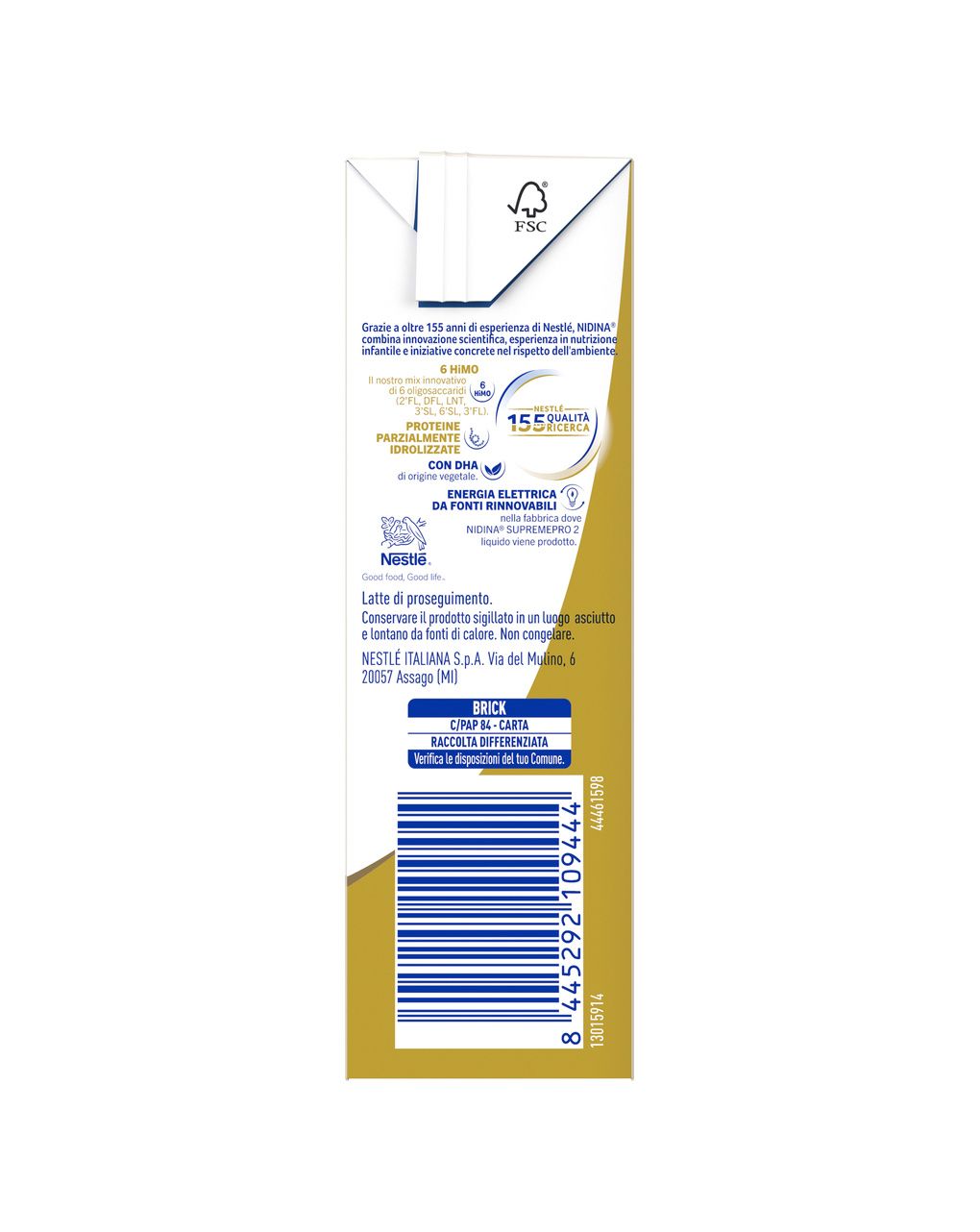 Nidina supremepro 2 latte di proseguimento liquido da 6 mesi brick da 300ml - nestle'