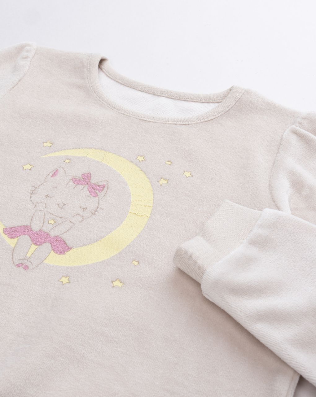 Pigiama ciniglia beige bambina stampato