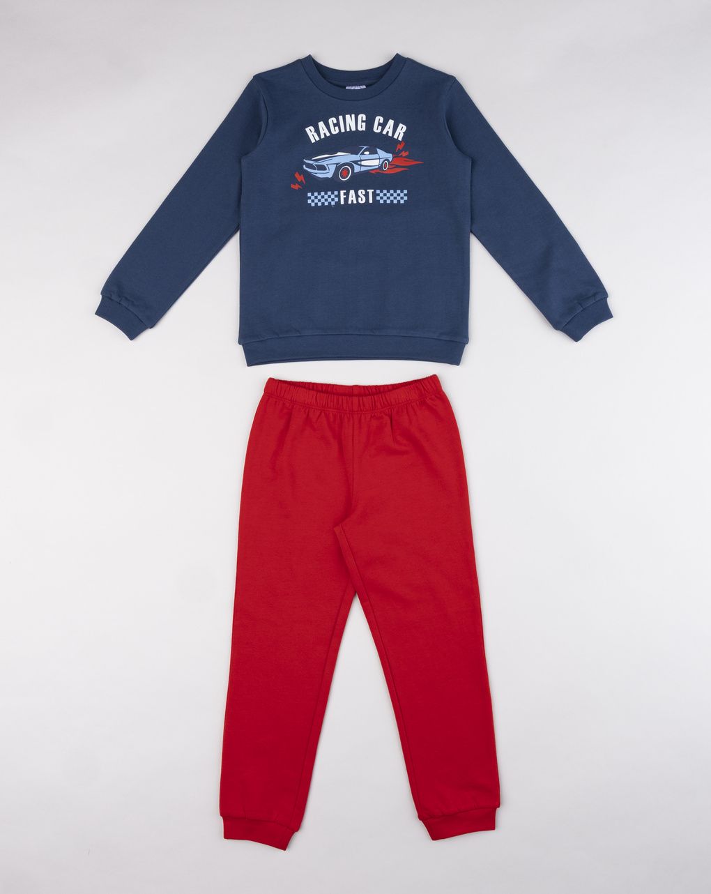 Pigiama felpato bambino "racing cars"  blu/rosso