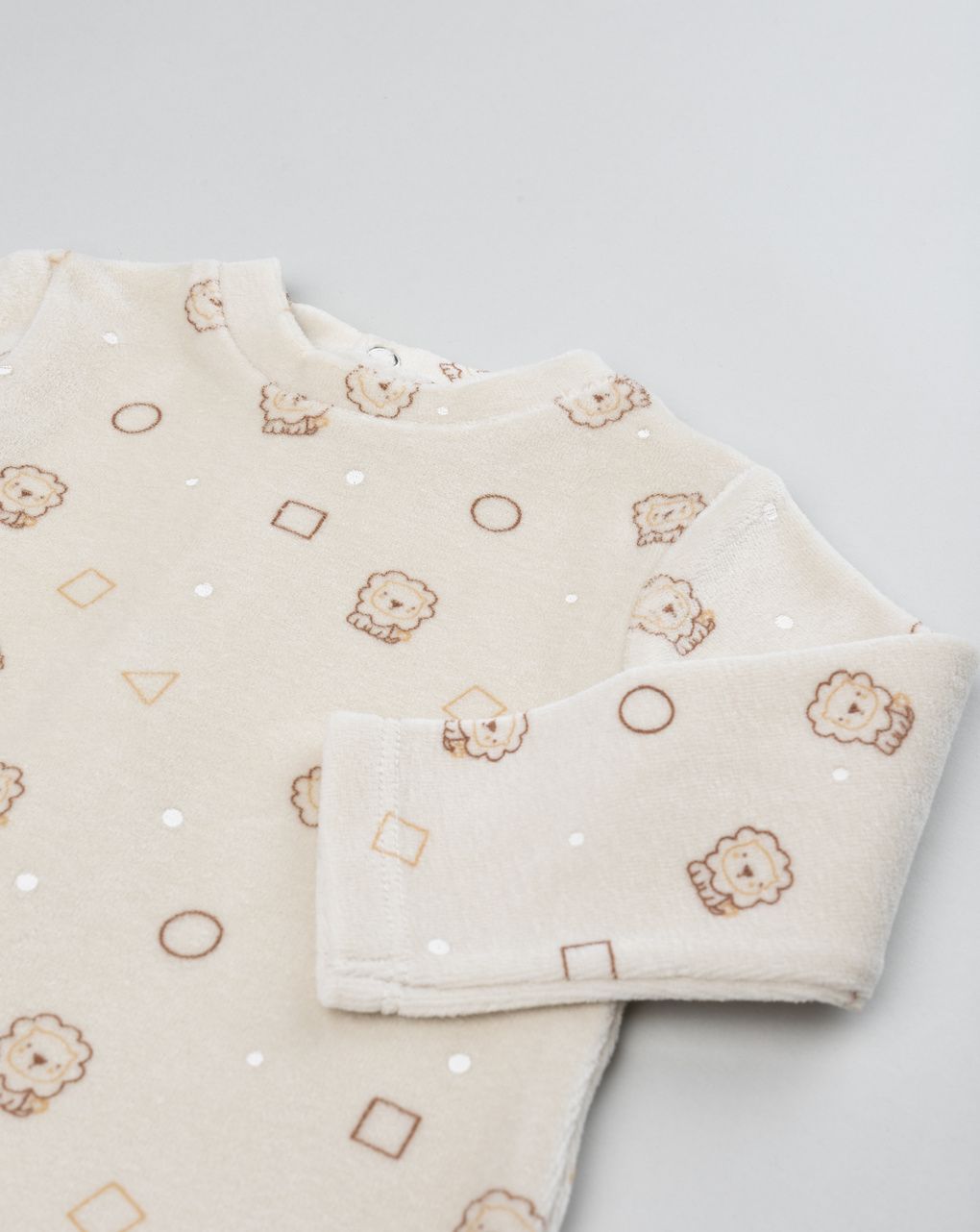 Tutina ciniglia beige neonato leoncini all-over
