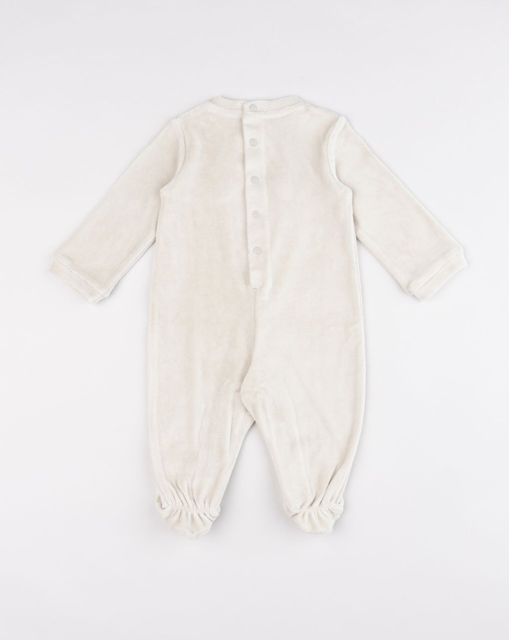 Tutina neonato panna in ciniglia orsetto