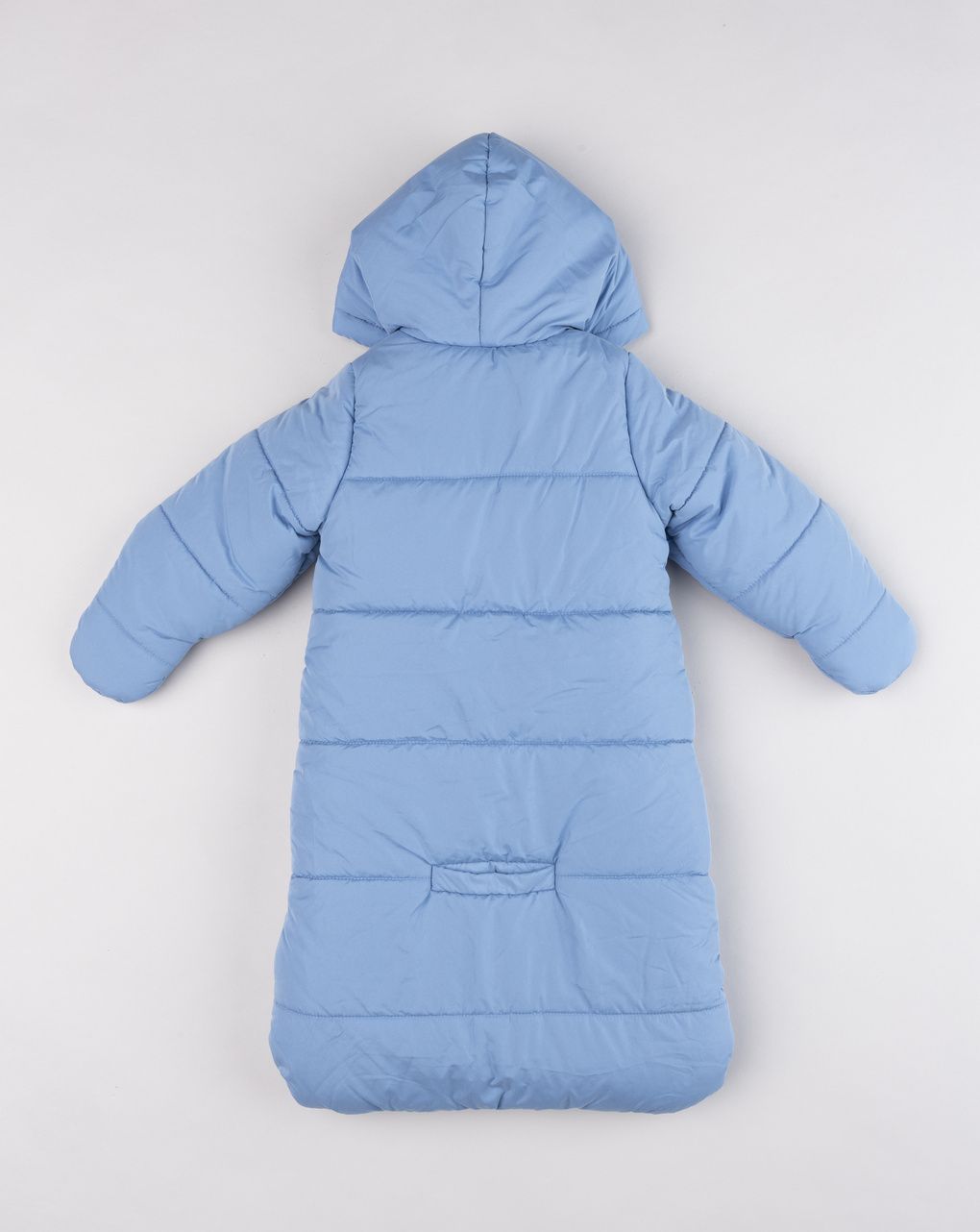 Sacco neve da neonato azzurro invernale con cappuccio