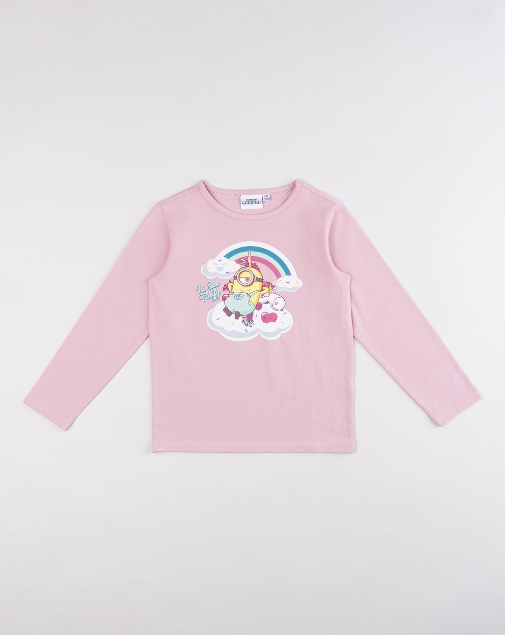 Maglia rosa a maniche lunghe bambina "minions - it's so fluffy"