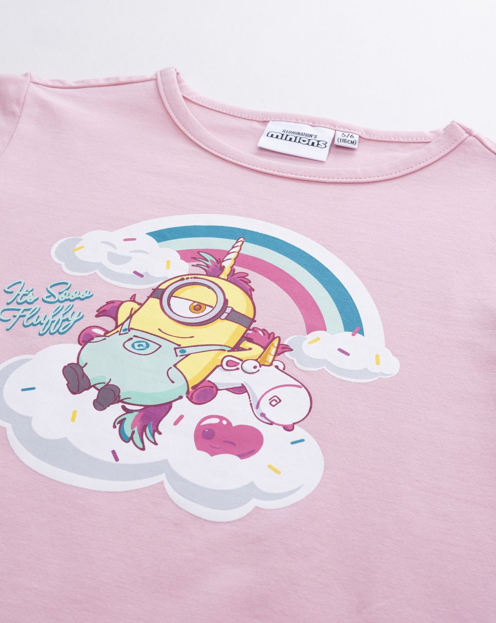 Maglia rosa a maniche lunghe bambina "minions - it's so fluffy"