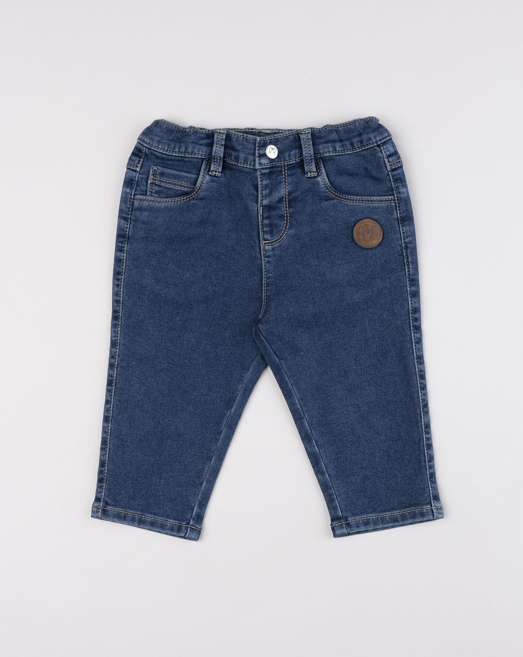 Jeans regular fit denim scuro con patch  bimbo