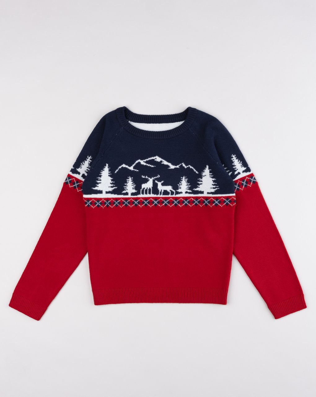 Maglia tricot natale a manica lunga multicolor e bianco bambino