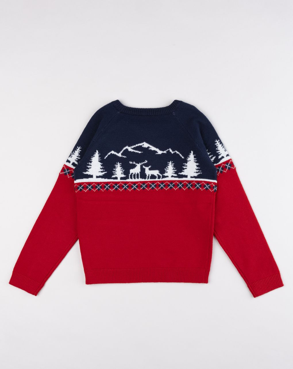 Maglia tricot natale a manica lunga multicolor e bianco bambino