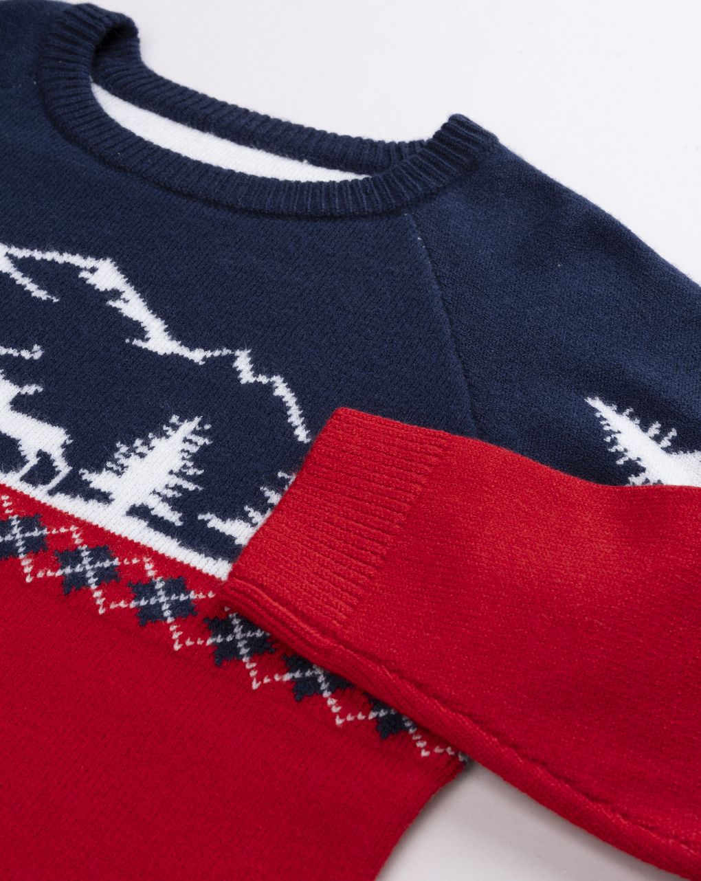 Maglia tricot natale a manica lunga multicolor e bianco bambino