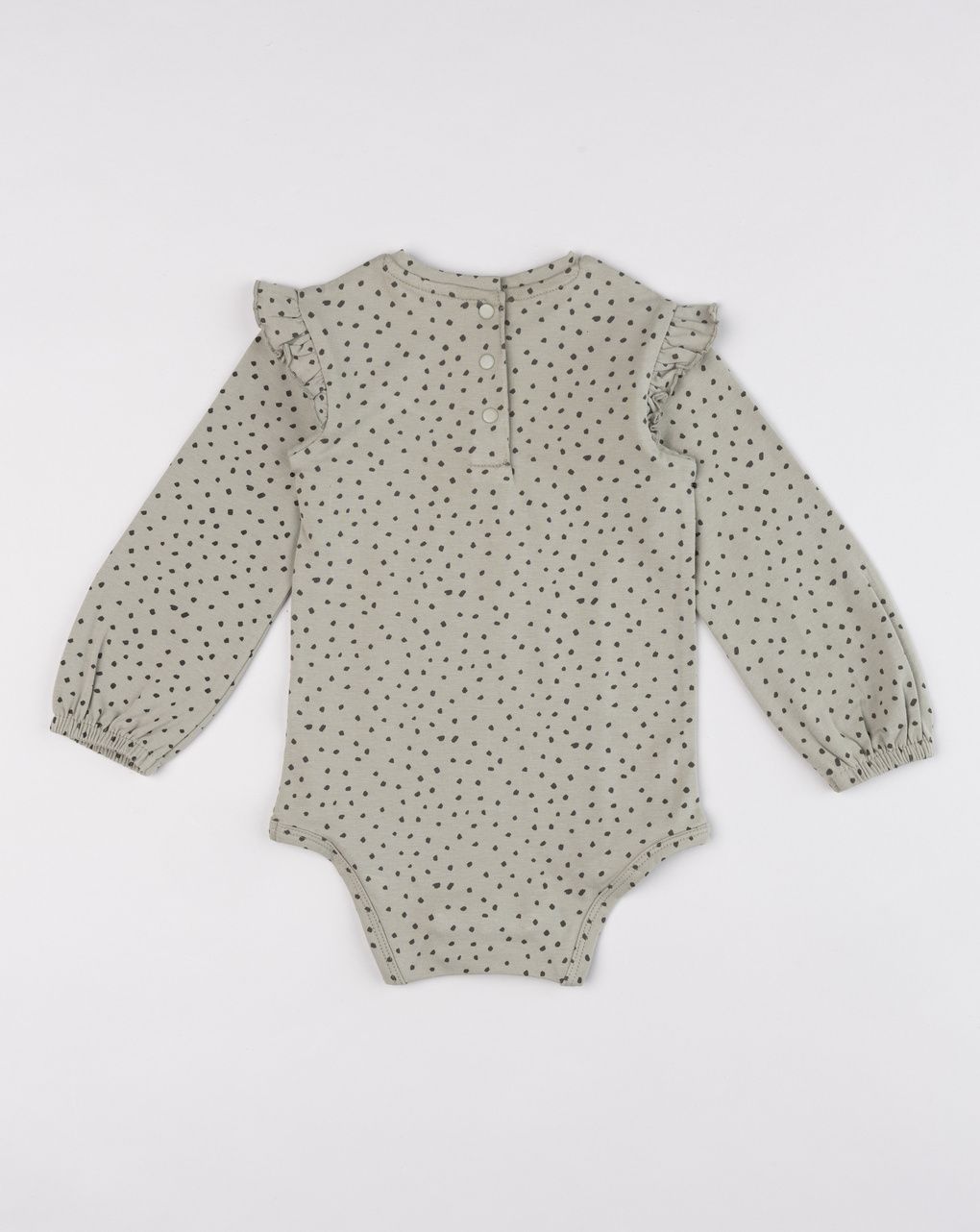 Body bimba manica lunga verde con micro fantasia e volant