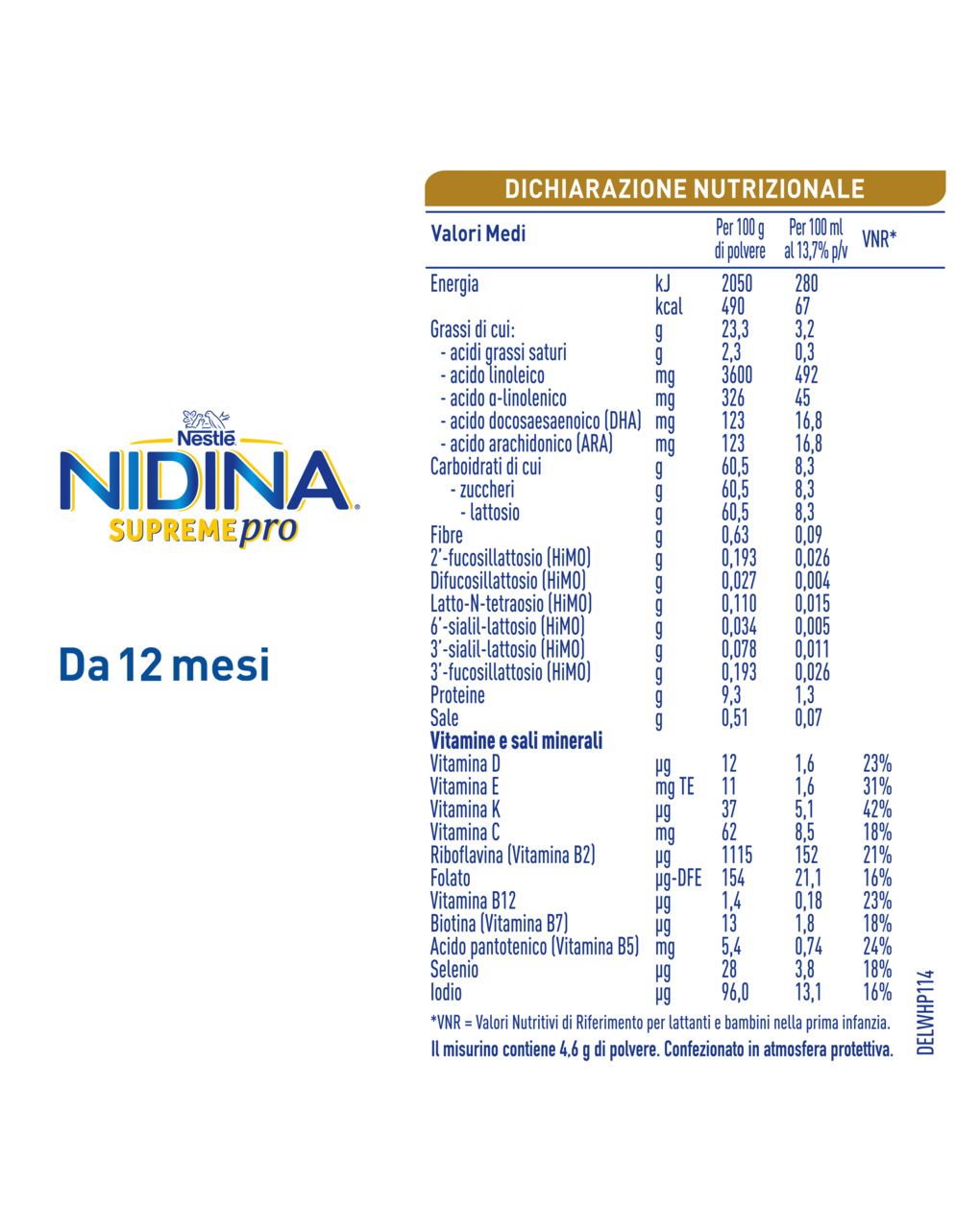 Nidina supremepro 3 latte di crescita polvere da 12 mesi, latta 800g - nestle'