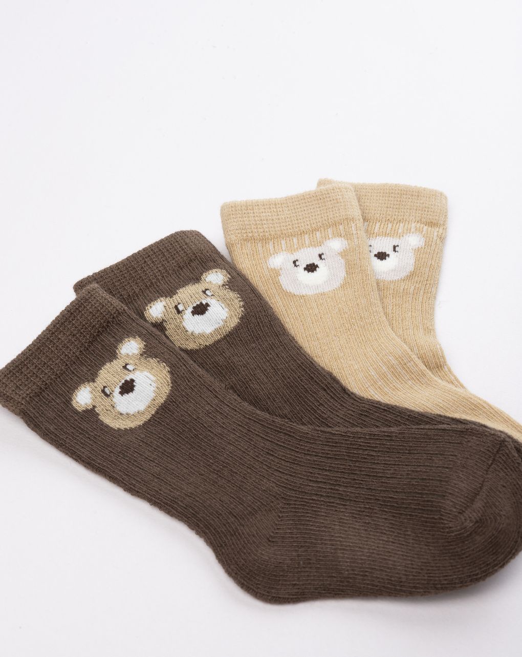 Pack 2 calze bimbo caldo cotone marrone orsetto
