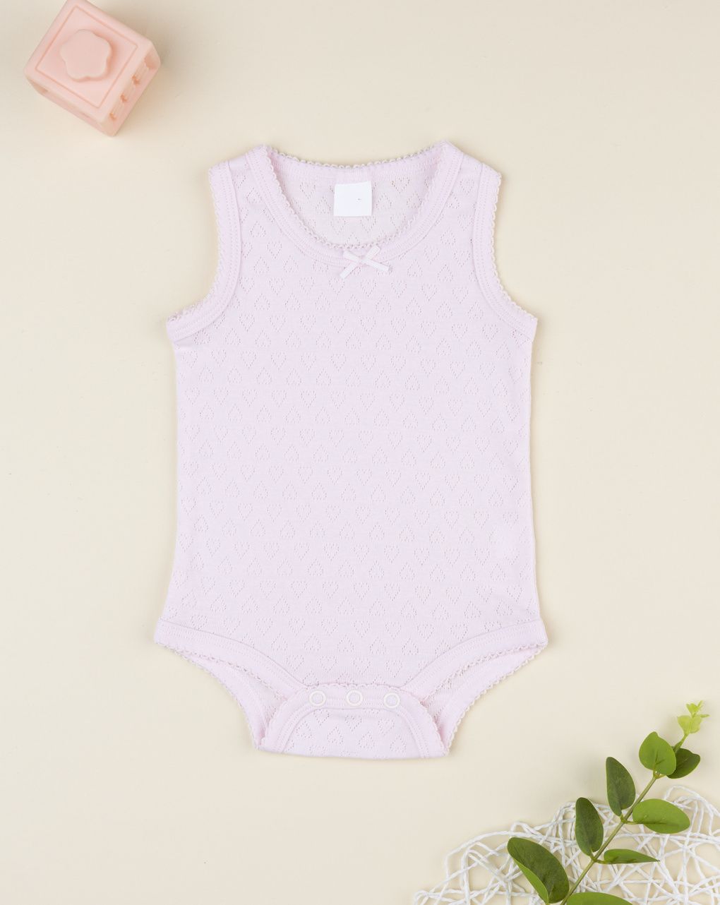 Body bimba rosa spalla larga traforato
