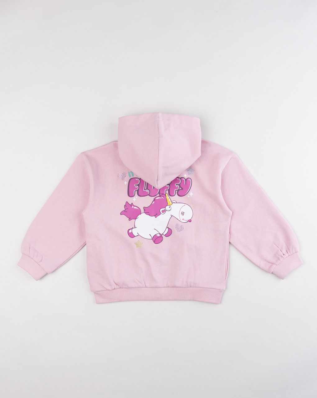 Felpa bambina rosa con cappuccio e zip - collezione minions unicorno