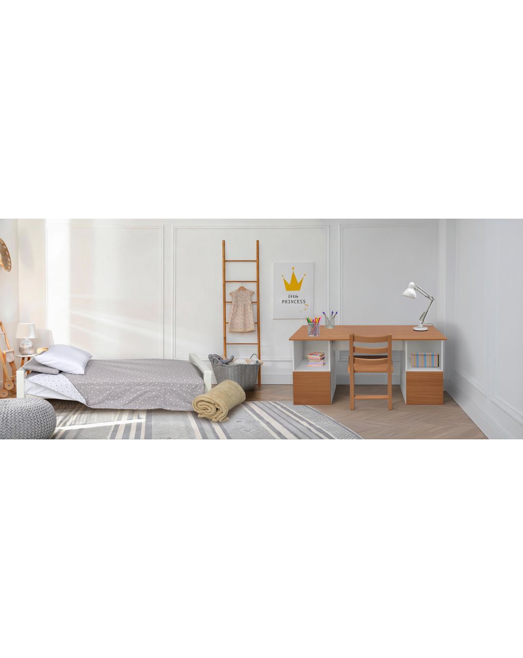 Sistema modulare domino struttura bianca + 2 ante naturali - italbaby