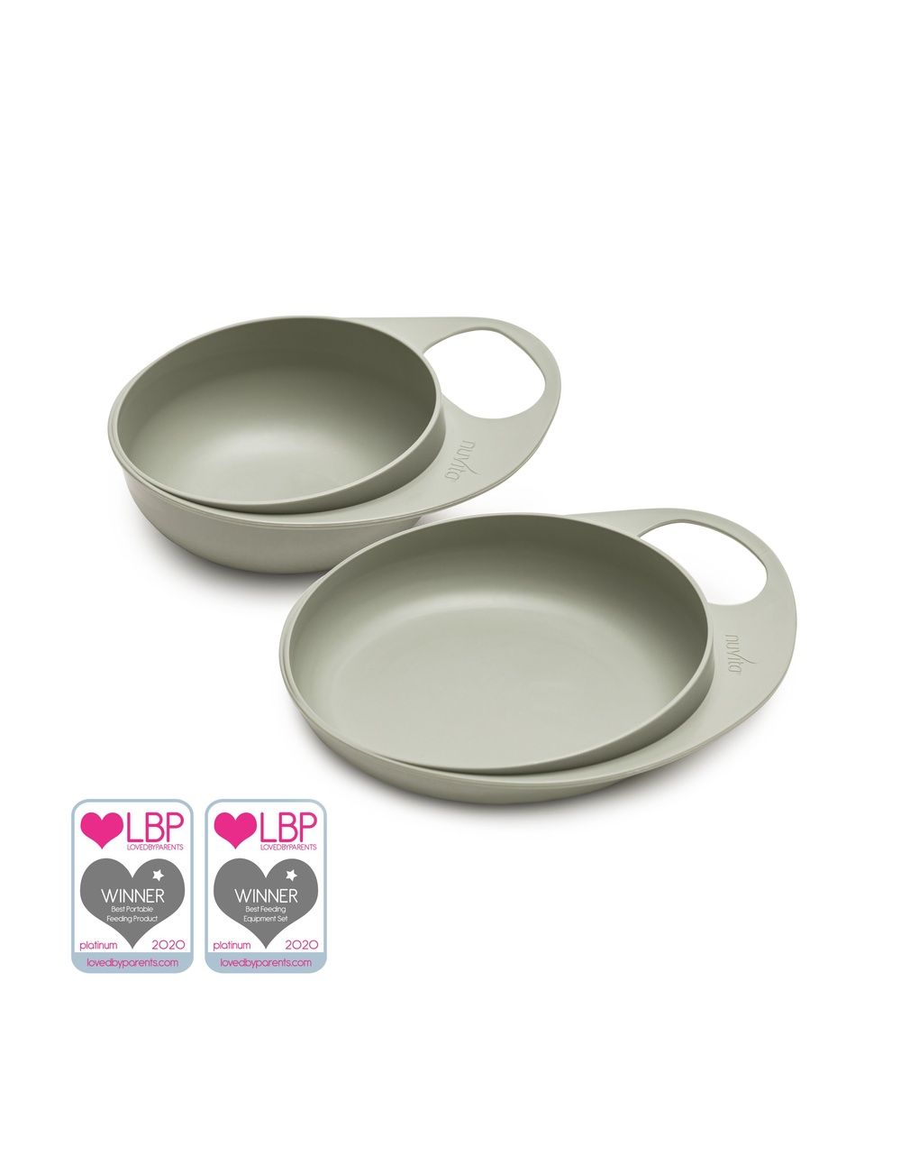 Set piattino e ciotola per svezzamento easy eating - 8461 / sage green - nuvita