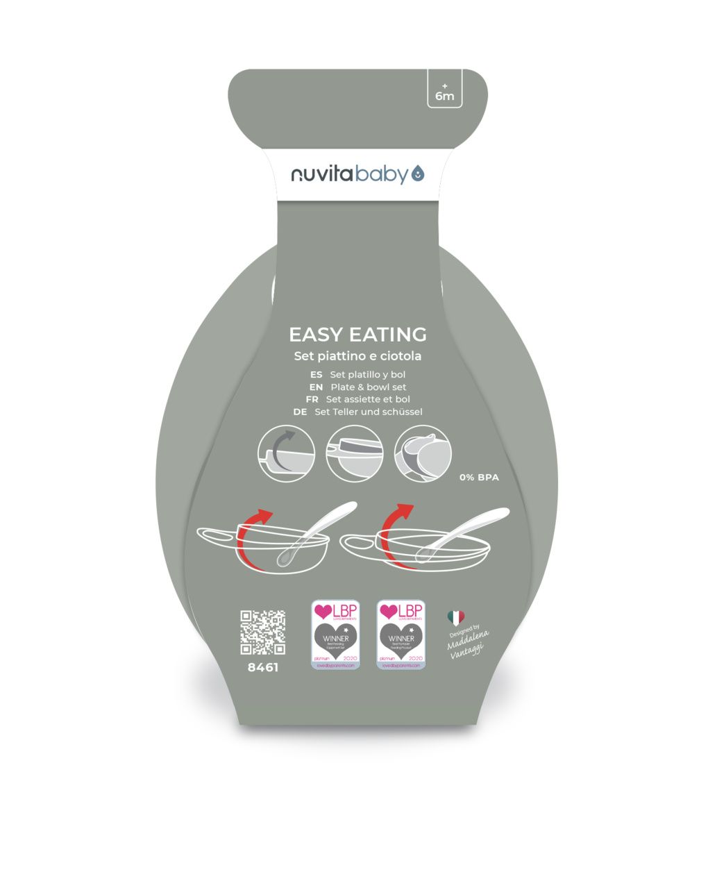 Set piattino e ciotola per svezzamento easy eating - 8461 / sage green - nuvita