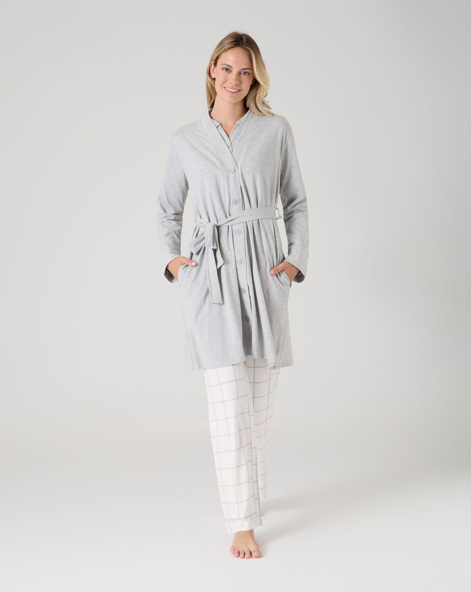 Vestaglia premaman soft grey grigio chiaro melange