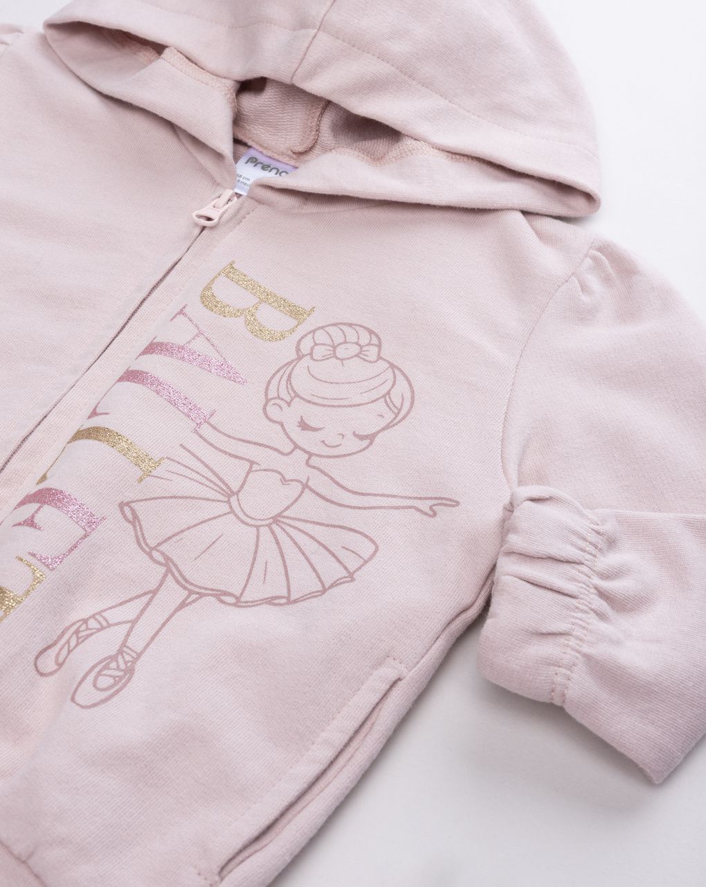 Jogger garzato bimba 2 pezzi rosa con cappuccio "ballet"