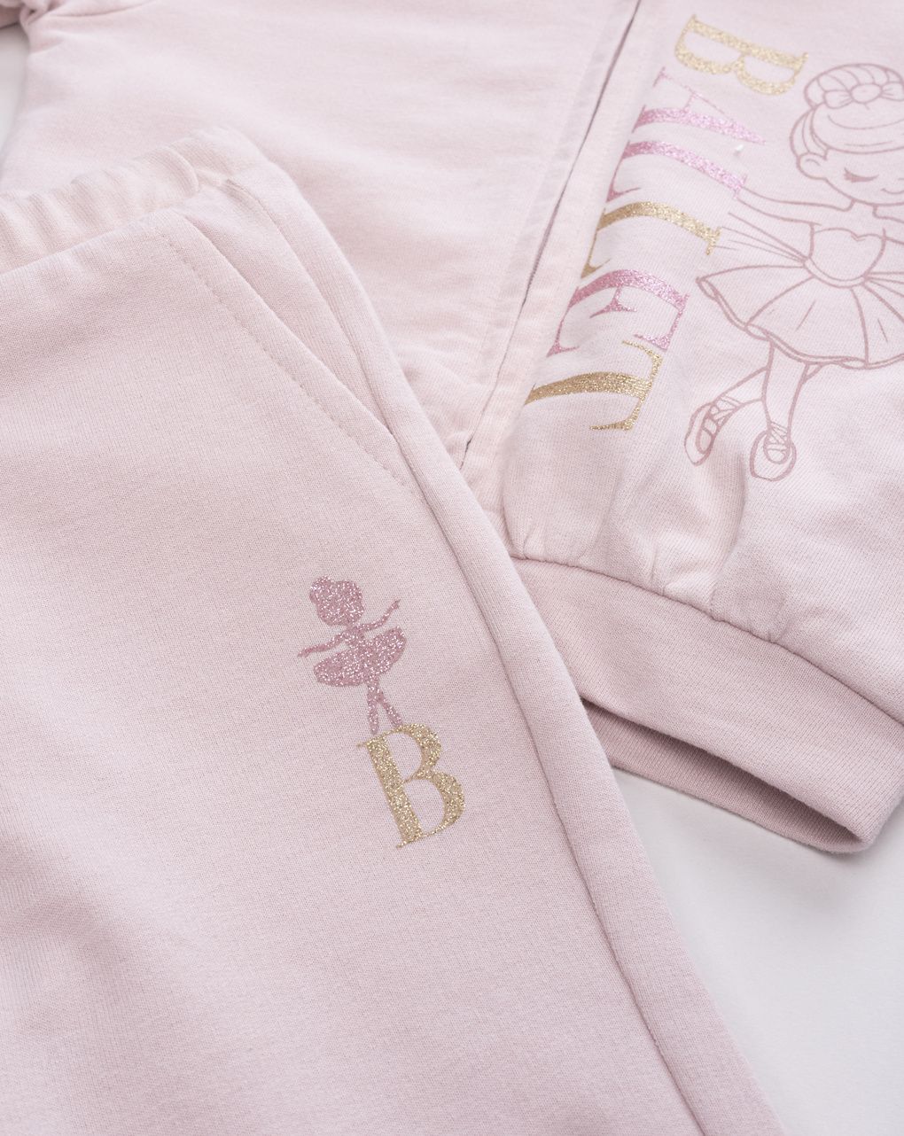 Jogger garzato bimba 2 pezzi rosa con cappuccio "ballet"