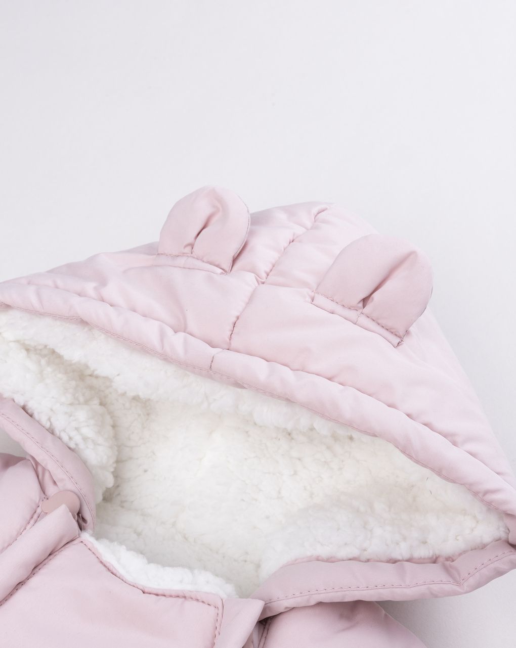 Sacco da neve per neonata con cappuccio rosa chiaro